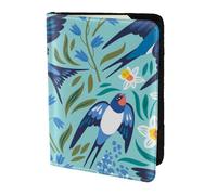 YUNWEIKEJI Golondrinas Voladoras Flores De Primavera, Funda para Pasaporte Cartera de Viaje de Cuero PU Funda para Pasaporte Fundas para Pasaporte 5,5 Pulgadas