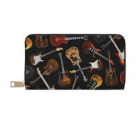 YUNWEIKEJI Guitarras Negras, Carteras Cartera de Gran Capacidad para Hombres y Mujeres Carteras Tarjeta de crédito Cartera de Cuero de Microfibra