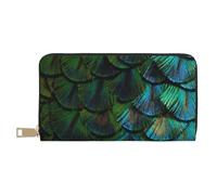 YUNWEIKEJI Hermosa Pluma de Pavo Real, Carteras Cartera de Gran Capacidad para Hombres y Mujeres Carteras Tarjeta de crédito Cartera de Cuero de Microfibra