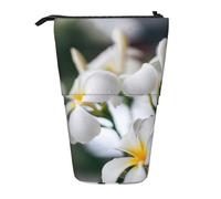 YUNWEIKEJI Hermosas Flores Blancas de Frangipani Wake Plumeria, Estuche telescópico para lápices, Soporte para lápices con Cremallera, Bolsa de Maquillaje, Bolsa para lápices
