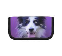 YUNWEIKEJI Hermoso Cachorro Border Collie, Estuche para lápices, Estuche para lápices de Lona Bolsa para cosméticos de Gran Capacidad