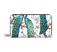 YUNWEIKEJI Hermoso Estampado de Flores de Pavo Real., Carteras Cartera de Gran Capacidad para Hombres y Mujeres Carteras Tarjeta de crédito Cartera de Cuero de Microfibra