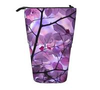YUNWEIKEJI Hoja Morada, Estuche telescópico para lápices, Soporte para lápices con Cremallera, Bolsa de Maquillaje, Bolsa para lápices
