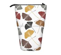 YUNWEIKEJI Hojas de Gingko, Estuche telescópico para lápices, Soporte para lápices con Cremallera, Bolsa de Maquillaje, Bolsa para lápices