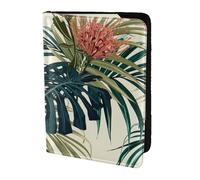 YUNWEIKEJI Hojas Palmeras Exóticas Hoja Selva Tropical Floral Rosa Verde Impreso, Funda para Pasaporte Cartera de Viaje de Cuero PU Funda para Pasaporte Fundas para Pasaporte 5,5 Pulgadas