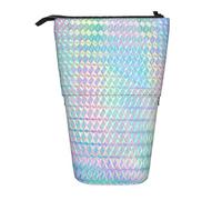 YUNWEIKEJI Holograma Colorido del Color del Arco Iris holográfico, Estuche telescópico para lápices, Soporte para lápices con Cremallera, Bolsa de Maquillaje, Bolsa para lápices