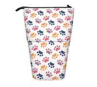 YUNWEIKEJI Huella Animal con Patrón De Pata En Un Blanco, Estuche telescópico para lápices, Soporte para lápices con Cremallera, Bolsa de Maquillaje, Bolsa para lápices