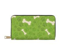 YUNWEIKEJI Huesos de Pata de Perro Verde, Carteras Cartera de Gran Capacidad para Hombres y Mujeres Carteras Tarjeta de crédito Cartera de Cuero de Microfibra