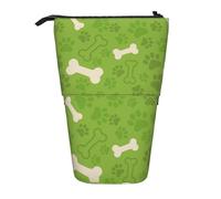 YUNWEIKEJI Huesos de Pata de Perro Verde, Estuche telescópico para lápices, Soporte para lápices con Cremallera, Bolsa de Maquillaje, Bolsa para lápices
