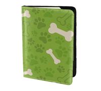 YUNWEIKEJI Huesos de Pata de Perro Verde, Funda para Pasaporte Cartera de Viaje de Cuero PU Funda para Pasaporte Fundas para Pasaporte 5,5 Pulgadas