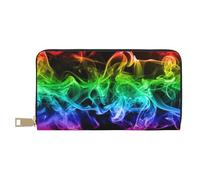 YUNWEIKEJI Humo Colorido Abstracto Negro, Carteras Cartera de Gran Capacidad para Hombres y Mujeres Carteras Tarjeta de crédito Cartera de Cuero de Microfibra