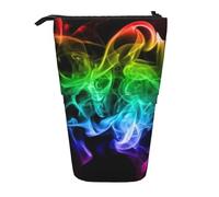 YUNWEIKEJI Humo Colorido Abstracto Negro, Estuche telescópico para lápices, Soporte para lápices con Cremallera, Bolsa de Maquillaje, Bolsa para lápices