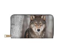 YUNWEIKEJI Impresión de Lobo Salvaje, Carteras Cartera de Gran Capacidad para Hombres y Mujeres Carteras Tarjeta de crédito Cartera de Cuero de Microfibra