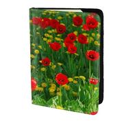 YUNWEIKEJI Impresión del Paisaje del Prado de la Granja del Campo de Amapola roja, Funda para Pasaporte Cartera de Viaje de Cuero PU Funda para Pasaporte Fundas para Pasaporte 5,5 Pulgadas