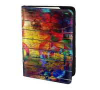 YUNWEIKEJI Imprimir Nota Musical Colorido Madera, Funda para Pasaporte Cartera de Viaje de Cuero PU Funda para Pasaporte Fundas para Pasaporte 5,5 Pulgadas