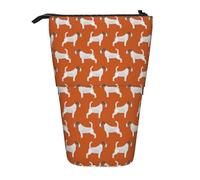 YUNWEIKEJI Jack Russell Terriers Naranja Lindo Perro Jack Russells, Estuche telescópico para lápices, Soporte para lápices con Cremallera, Bolsa de Maquillaje, Bolsa para lápices