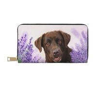 YUNWEIKEJI Labrador Marrón Lavanda Perros Retriever, Carteras Cartera de Gran Capacidad para Hombres y Mujeres Carteras Tarjeta de crédito Cartera de Cuero de Microfibra