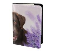 YUNWEIKEJI Labrador Marrón Lavanda Perros Retriever, Funda para Pasaporte Cartera de Viaje de Cuero PU Funda para Pasaporte Fundas para Pasaporte 5,5 Pulgadas
