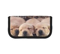 YUNWEIKEJI Labradores Cachorros Pequeños Golden Retriever, Estuche para lápices, Estuche para lápices de Lona Bolsa para cosméticos de Gran Capacidad