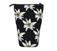 YUNWEIKEJI Leontopodio Edelweiss, Estuche telescópico para lápices, Soporte para lápices con Cremallera, Bolsa de Maquillaje, Bolsa para lápices