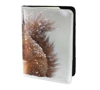 YUNWEIKEJI Linda Ardilla en la Nieve Impresa, Funda para Pasaporte Cartera de Viaje de Cuero PU Funda para Pasaporte Fundas para Pasaporte 5,5 Pulgadas
