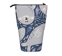 YUNWEIKEJI Linda Foca, Estuche telescópico para lápices, Soporte para lápices con Cremallera, Bolsa de Maquillaje, Bolsa para lápices