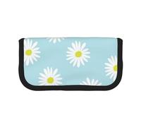 YUNWEIKEJI Linda Margarita Flor Florales Azul, Estuche para lápices, Estuche para lápices de Lona Bolsa para cosméticos de Gran Capacidad