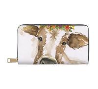 YUNWEIKEJI Linda Vaca Acuarela, Carteras Cartera de Gran Capacidad para Hombres y Mujeres Carteras Tarjeta de crédito Cartera de Cuero de Microfibra