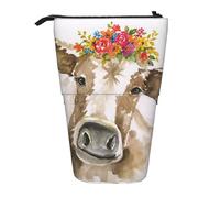 YUNWEIKEJI Linda Vaca Acuarela, Estuche telescópico para lápices, Soporte para lápices con Cremallera, Bolsa de Maquillaje, Bolsa para lápices