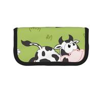 YUNWEIKEJI Lindo Animal Vaca Verde, Estuche para lápices, Estuche para lápices de Lona Bolsa para cosméticos de Gran Capacidad