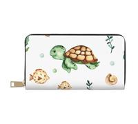 YUNWEIKEJI Lindo Cangrejo Tortuga Marina Acuarela, Carteras Cartera de Gran Capacidad para Hombres y Mujeres Carteras Tarjeta de crédito Cartera de Cuero de Microfibra