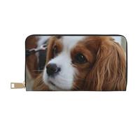 YUNWEIKEJI Lindo Cavalier King Charles Spaniel, Carteras Cartera de Gran Capacidad para Hombres y Mujeres Carteras Tarjeta de crédito Cartera de Cuero de Microfibra