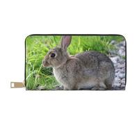 YUNWEIKEJI Lindo Conejo Liebre Gris, Carteras Cartera de Gran Capacidad para Hombres y Mujeres Carteras Tarjeta de crédito Cartera de Cuero de Microfibra