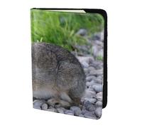 YUNWEIKEJI Lindo Conejo Liebre Gris, Funda para Pasaporte Cartera de Viaje de Cuero PU Funda para Pasaporte Fundas para Pasaporte 5,5 Pulgadas