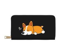 YUNWEIKEJI Lindo Corgi durmiendo, Carteras Cartera de Gran Capacidad para Hombres y Mujeres Carteras Tarjeta de crédito Cartera de Cuero de Microfibra