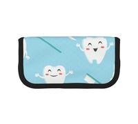 YUNWEIKEJI Lindo Dentista higienista Dental Estampado Azul, Estuche para lápices, Estuche para lápices de Lona Bolsa para cosméticos de Gran Capacidad