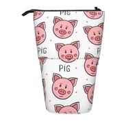 YUNWEIKEJI Lindo patrón de Estampado de Cerdo Animal, Estuche telescópico para lápices, Soporte para lápices con Cremallera, Bolsa de Maquillaje, Bolsa para lápices