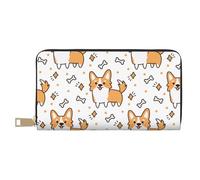 YUNWEIKEJI Lindo patrón de Hueso y Perro Corgi, Carteras Cartera de Gran Capacidad para Hombres y Mujeres Carteras Tarjeta de crédito Cartera de Cuero de Microfibra