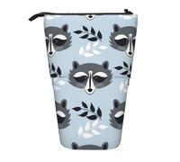 YUNWEIKEJI Lindo patrón de Mapache, Estuche telescópico para lápices, Soporte para lápices con Cremallera, Bolsa de Maquillaje, Bolsa para lápices