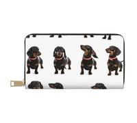 YUNWEIKEJI Lindo patrón de Perro Salchicha, Carteras Cartera de Gran Capacidad para Hombres y Mujeres Carteras Tarjeta de crédito Cartera de Cuero de Microfibra