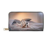 YUNWEIKEJI Lindo Perrito Jack Russell Terrier, Carteras Cartera de Gran Capacidad para Hombres y Mujeres Carteras Tarjeta de crédito Cartera de Cuero de Microfibra