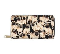 YUNWEIKEJI Lindo Perro Pugs Divertido, Carteras Cartera de Gran Capacidad para Hombres y Mujeres Carteras Tarjeta de crédito Cartera de Cuero de Microfibra