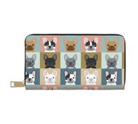 YUNWEIKEJI Lindos Bulldogs franceses, Carteras Cartera de Gran Capacidad para Hombres y Mujeres Carteras Tarjeta de crédito Cartera de Cuero de Microfibra