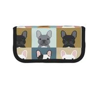 YUNWEIKEJI Lindos Bulldogs franceses, Estuche para lápices, Estuche para lápices de Lona Bolsa para cosméticos de Gran Capacidad