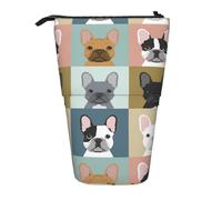 YUNWEIKEJI Lindos Bulldogs franceses, Estuche telescópico para lápices, Soporte para lápices con Cremallera, Bolsa de Maquillaje, Bolsa para lápices