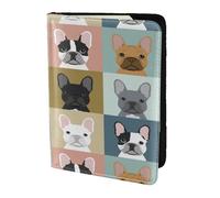 YUNWEIKEJI Lindos Bulldogs franceses, Funda para Pasaporte Cartera de Viaje de Cuero PU Funda para Pasaporte Fundas para Pasaporte 5,5 Pulgadas