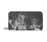 YUNWEIKEJI Lobo Salvaje Impreso., Carteras Cartera de Gran Capacidad para Hombres y Mujeres Carteras Tarjeta de crédito Cartera de Cuero de Microfibra
