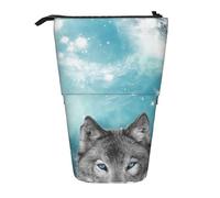 YUNWEIKEJI Lobos Grises Lobo Gris Lobo Solitario, Estuche telescópico para lápices, Soporte para lápices con Cremallera, Bolsa de Maquillaje, Bolsa para lápices