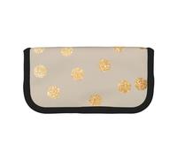 YUNWEIKEJI Lunares con Purpurina Beige y Dorada., Estuche para lápices, Estuche para lápices de Lona Bolsa para cosméticos de Gran Capacidad