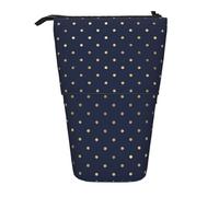 YUNWEIKEJI Lunares Dorados Azul Marino Elegantes Modernos, Estuche telescópico para lápices, Soporte para lápices con Cremallera, Bolsa de Maquillaje, Bolsa para lápices